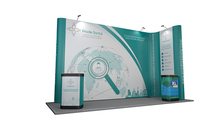 5m x 2m Linked Pop Up Exhibition Stand - Includes One 4x1 and One 4x5 Jumbo Pop Up Stand